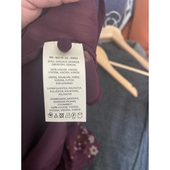 Anthropologie Floreat Blouse Top Womens Small Embroidered Daisy Flower Chiffon - Picture 6 of 6